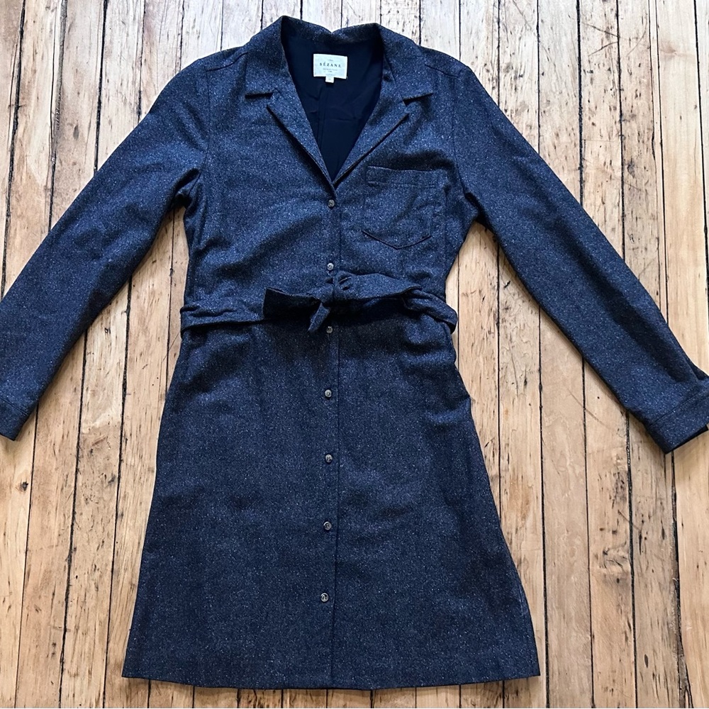 Sezane Camilla Dress in Mottled Dark Grey size 4